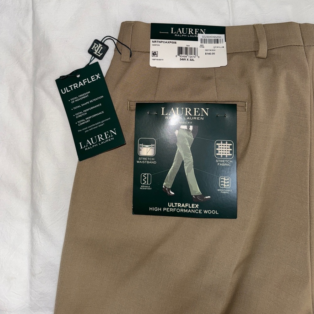 Ralph Lauren Men's Ultraflex Wool Pants Tan